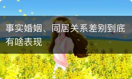 事实婚姻、同居关系差别到底有啥表现