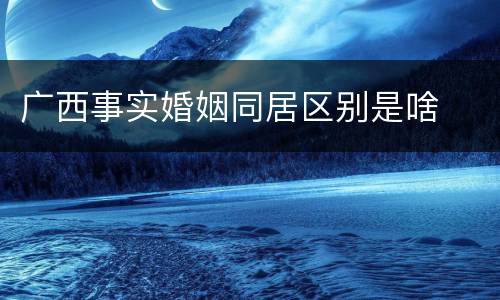广西事实婚姻同居区别是啥