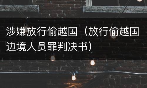 涉嫌放行偷越国（放行偷越国边境人员罪判决书）