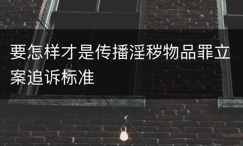 要怎样才是传播淫秽物品罪立案追诉标准