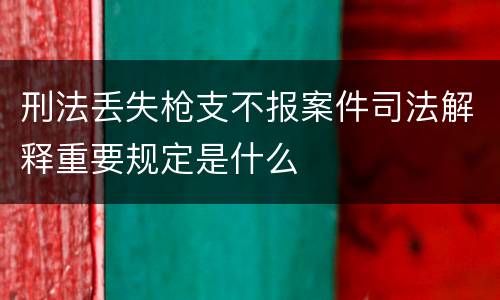 刑法丢失枪支不报案件司法解释重要规定是什么