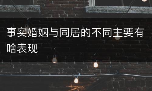 事实婚姻与同居的不同主要有啥表现