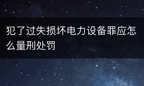 犯了过失损坏电力设备罪应怎么量刑处罚