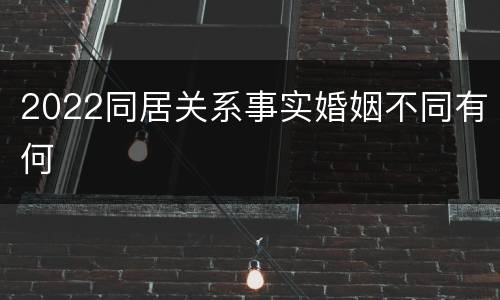 2022同居关系事实婚姻不同有何