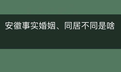 安徽事实婚姻、同居不同是啥