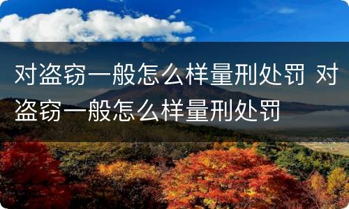 对盗窃一般怎么样量刑处罚 对盗窃一般怎么样量刑处罚