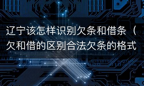辽宁该怎样识别欠条和借条（欠和借的区别合法欠条的格式图片）