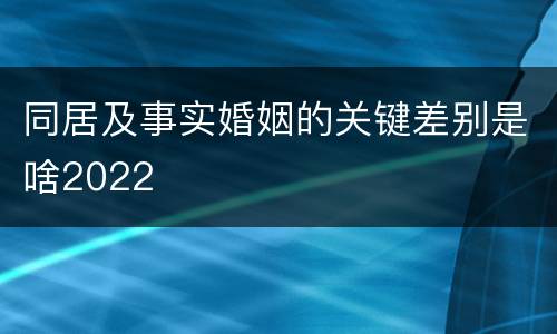 同居及事实婚姻的关键差别是啥2022
