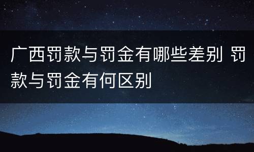 广西罚款与罚金有哪些差别 罚款与罚金有何区别