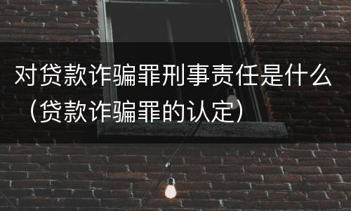 对贷款诈骗罪刑事责任是什么（贷款诈骗罪的认定）