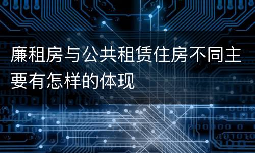廉租房与公共租赁住房不同主要有怎样的体现