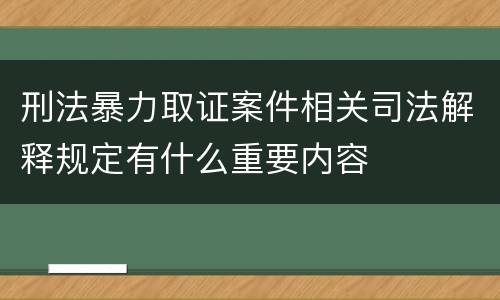 刑法暴力取证案件相关司法解释规定有什么重要内容