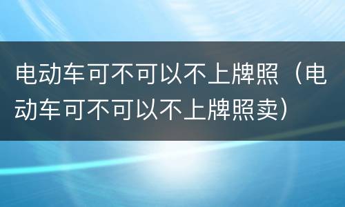 电动车可不可以不上牌照（电动车可不可以不上牌照卖）