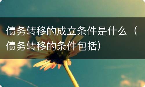 债务转移的成立条件是什么（债务转移的条件包括）