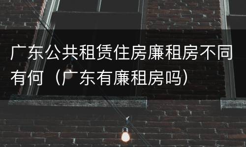 广东公共租赁住房廉租房不同有何（广东有廉租房吗）