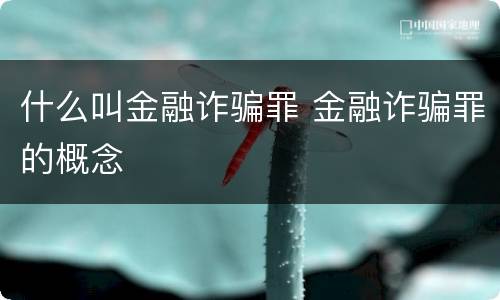 什么叫金融诈骗罪 金融诈骗罪的概念