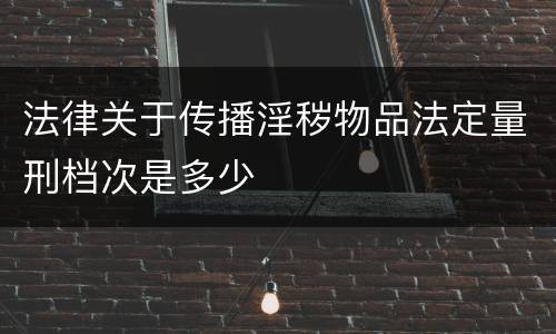 法律关于传播淫秽物品法定量刑档次是多少