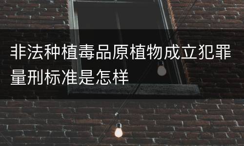 非法种植毒品原植物成立犯罪量刑标准是怎样