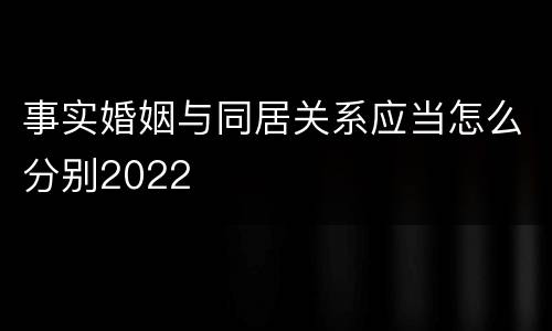 事实婚姻与同居关系应当怎么分别2022
