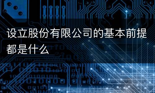 设立股份有限公司的基本前提都是什么