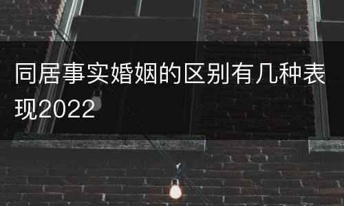 同居事实婚姻的区别有几种表现2022