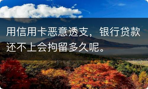 用信用卡恶意透支，银行贷款还不上会拘留多久呢。