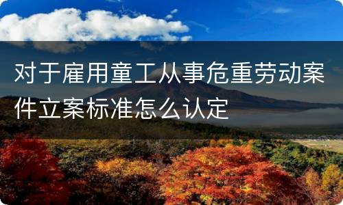 对于雇用童工从事危重劳动案件立案标准怎么认定