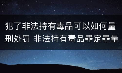 犯了非法持有毒品可以如何量刑处罚 非法持有毒品罪定罪量刑