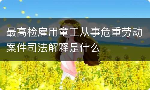 最高检雇用童工从事危重劳动案件司法解释是什么