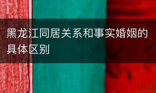 黑龙江同居关系和事实婚姻的具体区别