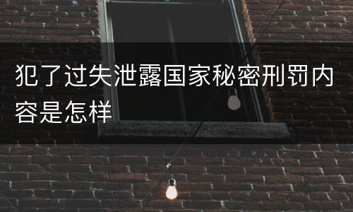 犯了过失泄露国家秘密刑罚内容是怎样