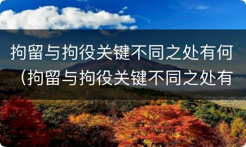 拘留与拘役关键不同之处有何（拘留与拘役关键不同之处有何影响）