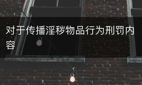 对于传播淫秽物品行为刑罚内容