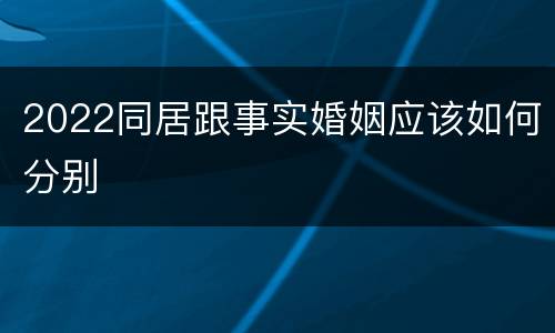 2022同居跟事实婚姻应该如何分别