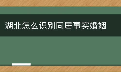 湖北怎么识别同居事实婚姻