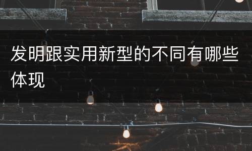 发明跟实用新型的不同有哪些体现