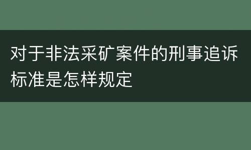 对于非法采矿案件的刑事追诉标准是怎样规定