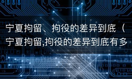 宁夏拘留、拘役的差异到底（宁夏拘留,拘役的差异到底有多大）