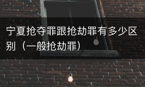 宁夏抢夺罪跟抢劫罪有多少区别（一般抢劫罪）