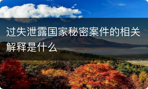 过失泄露国家秘密案件的相关解释是什么