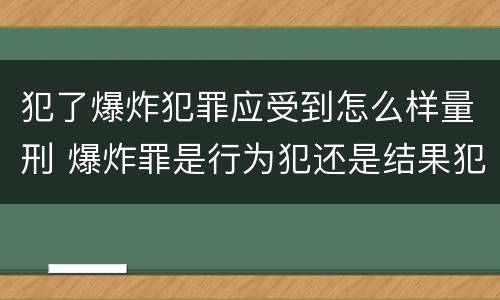 犯了爆炸犯罪应受到怎么样量刑 爆炸罪是行为犯还是结果犯
