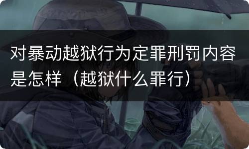 对暴动越狱行为定罪刑罚内容是怎样（越狱什么罪行）
