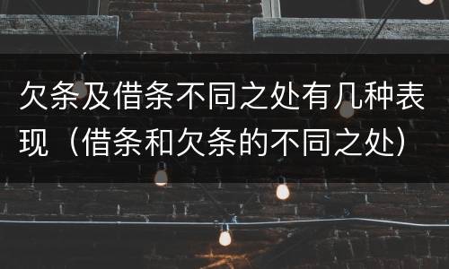 欠条及借条不同之处有几种表现（借条和欠条的不同之处）
