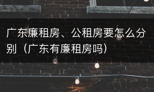 广东廉租房、公租房要怎么分别（广东有廉租房吗）
