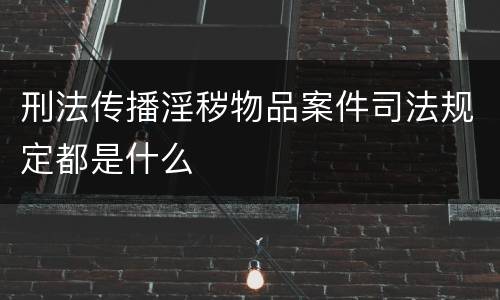 刑法传播淫秽物品案件司法规定都是什么
