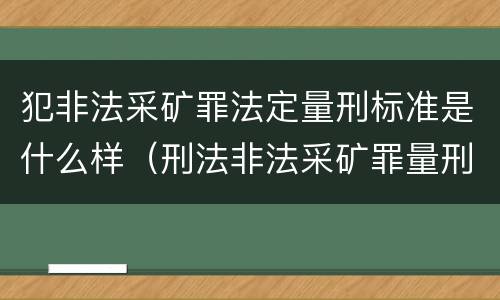 犯非法采矿罪法定量刑标准是什么样（刑法非法采矿罪量刑标准）