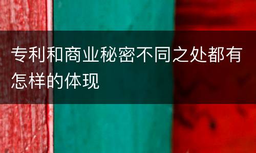 专利和商业秘密不同之处都有怎样的体现