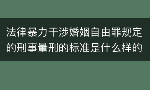 法律暴力干涉婚姻自由罪规定的刑事量刑的标准是什么样的