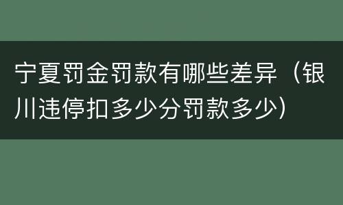 宁夏罚金罚款有哪些差异（银川违停扣多少分罚款多少）