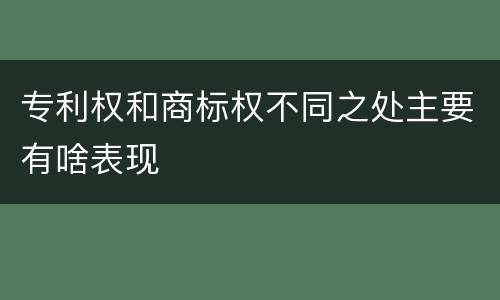 专利权和商标权不同之处主要有啥表现